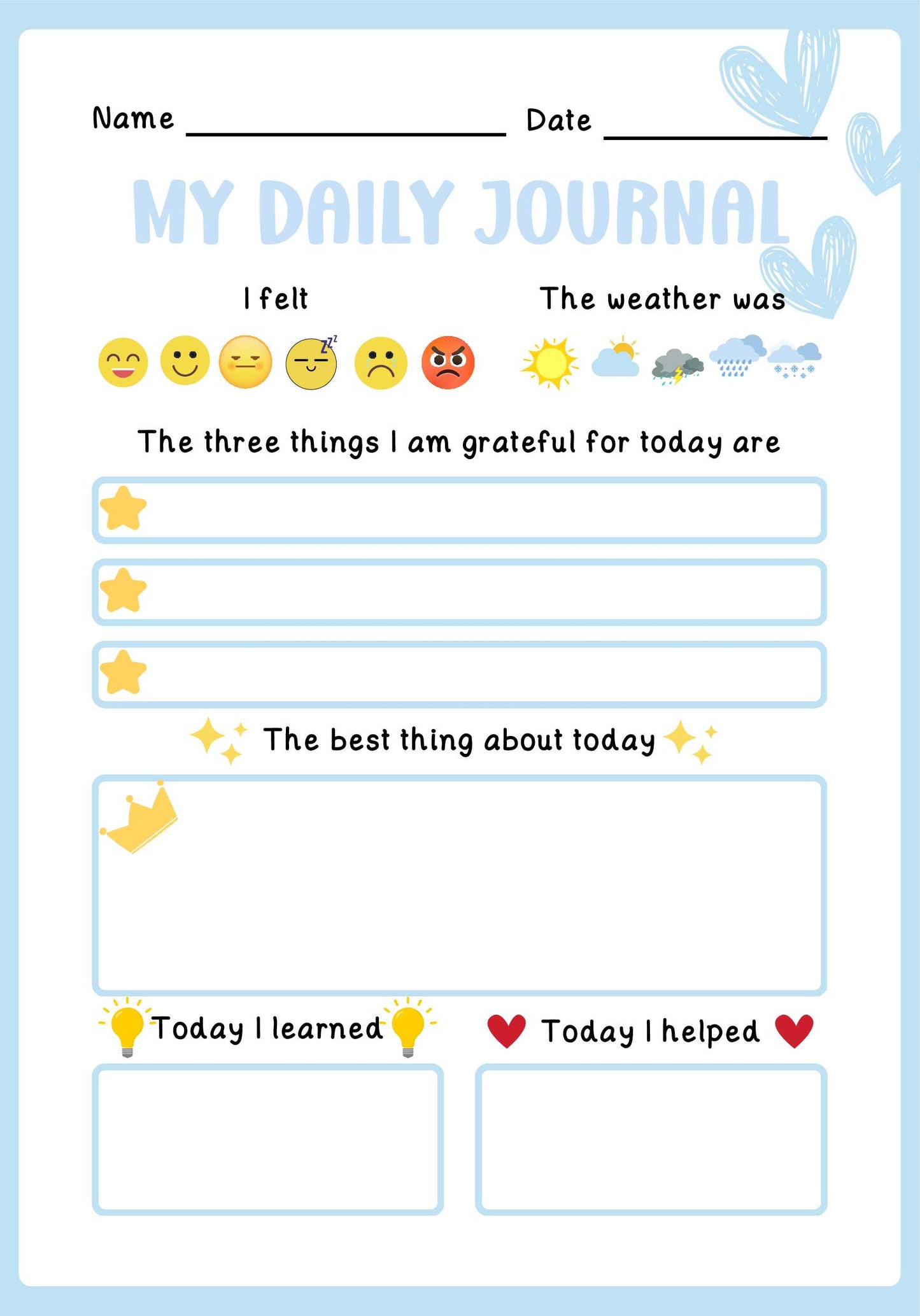 Kids Daily Planner- Blue