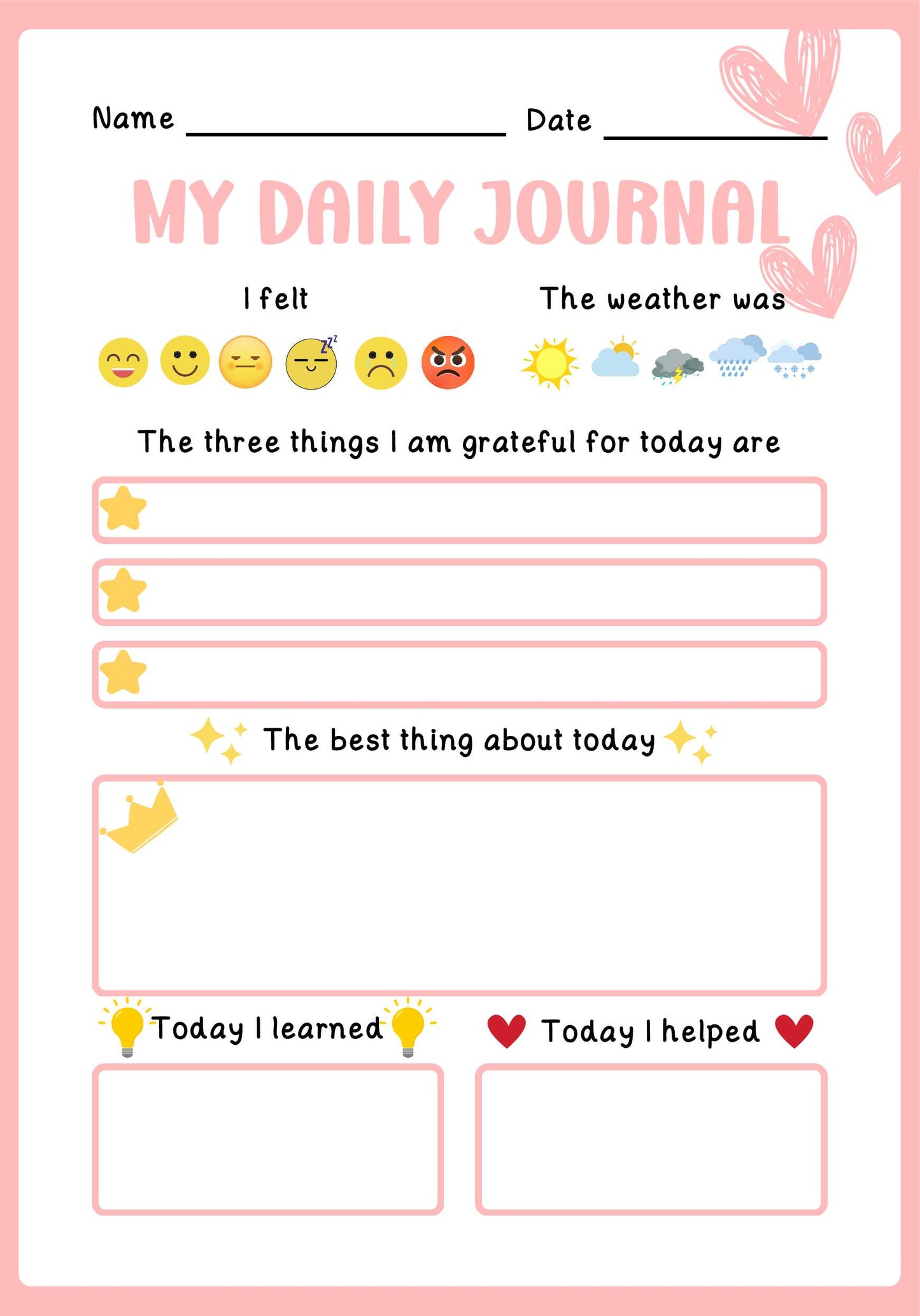 Kids Daily Planner- Pink