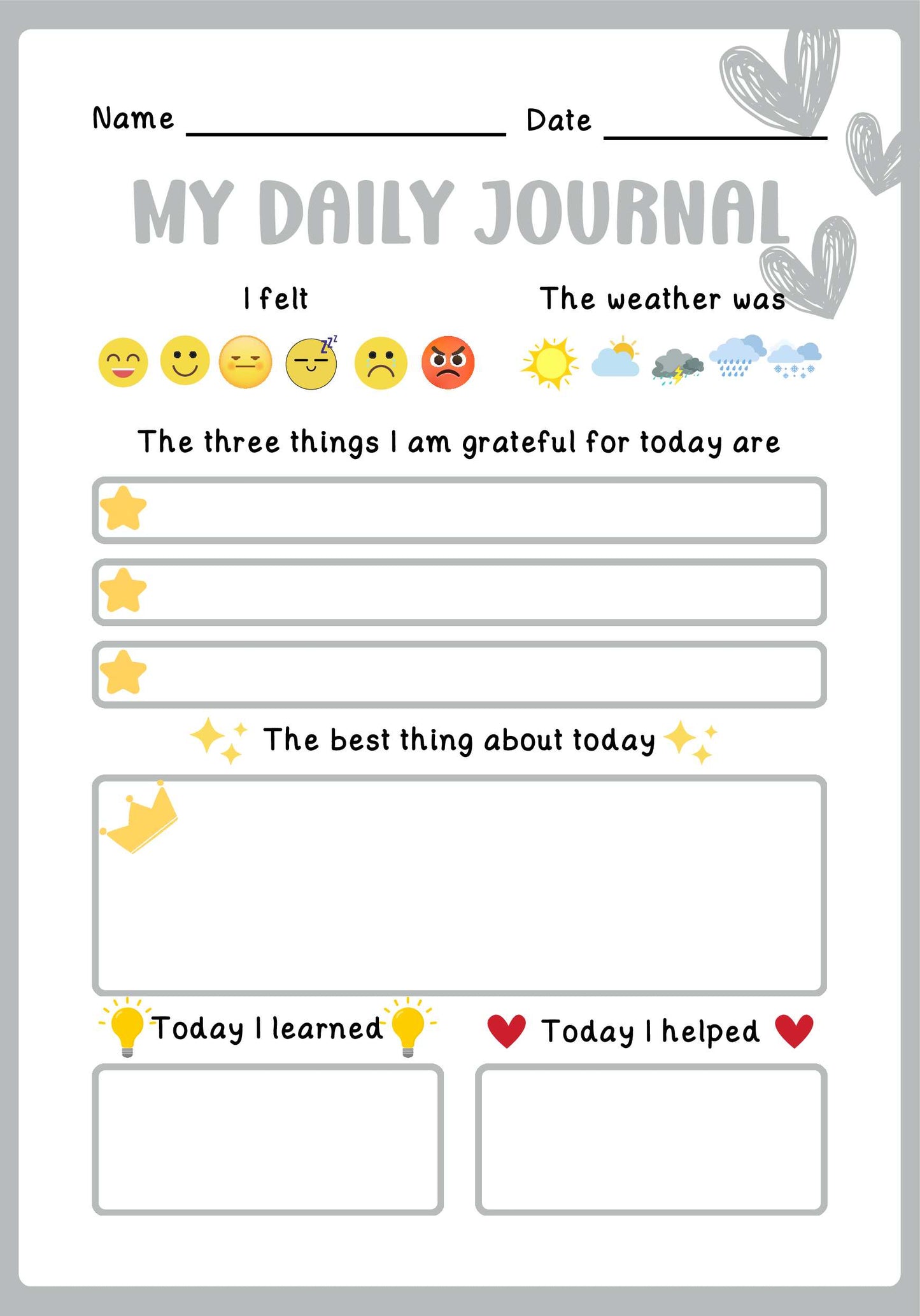 Kids Daily Planner- Grey