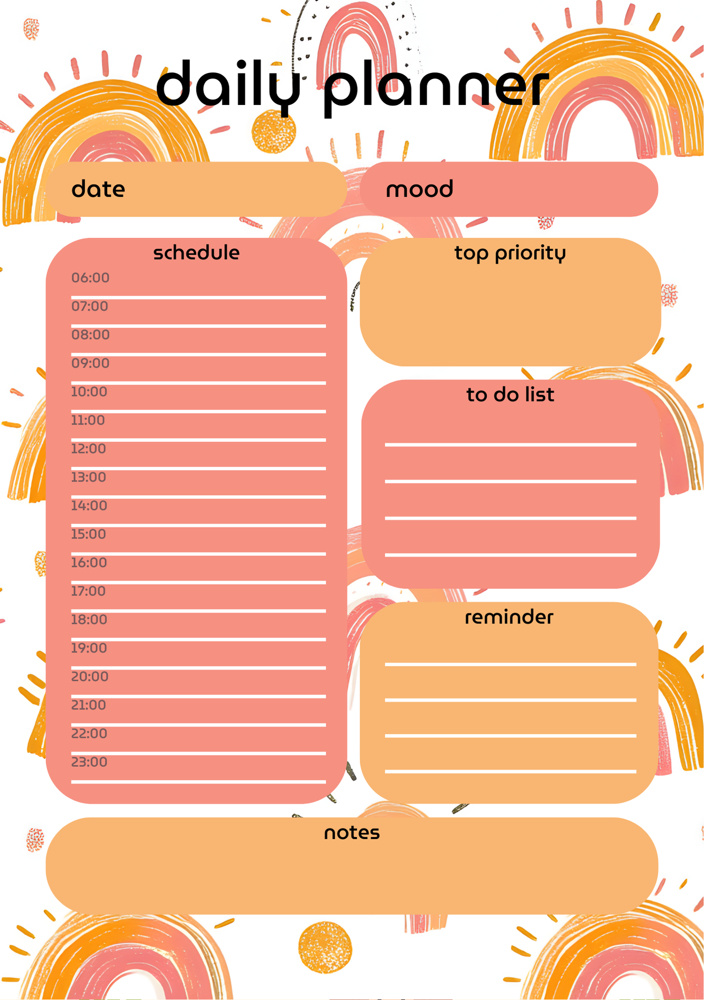 Daily Planner- Rainbow Design
