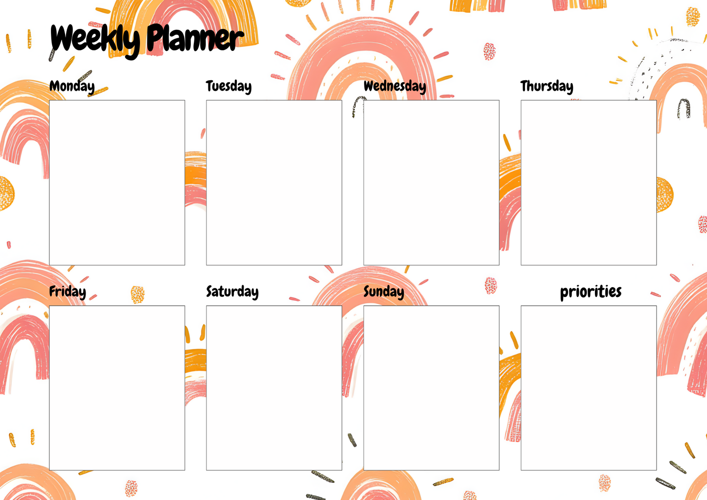 Weekly Planner- Rainbow Design