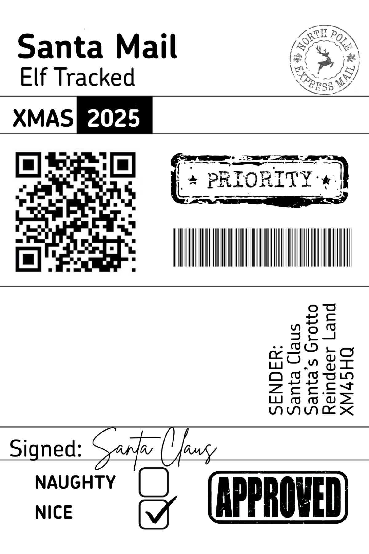 Santa Mail Label