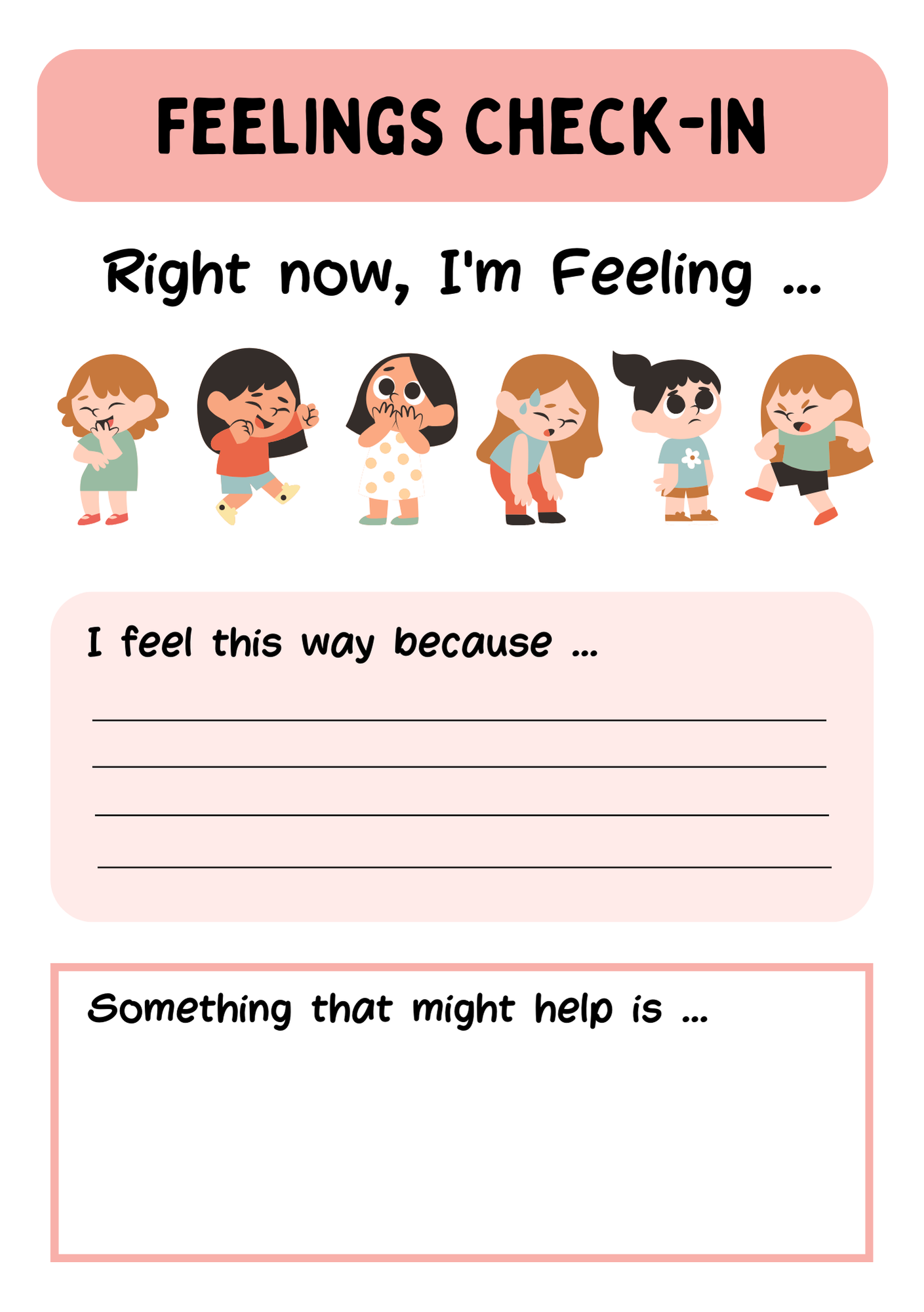 Children's Feeling Check In- Pink