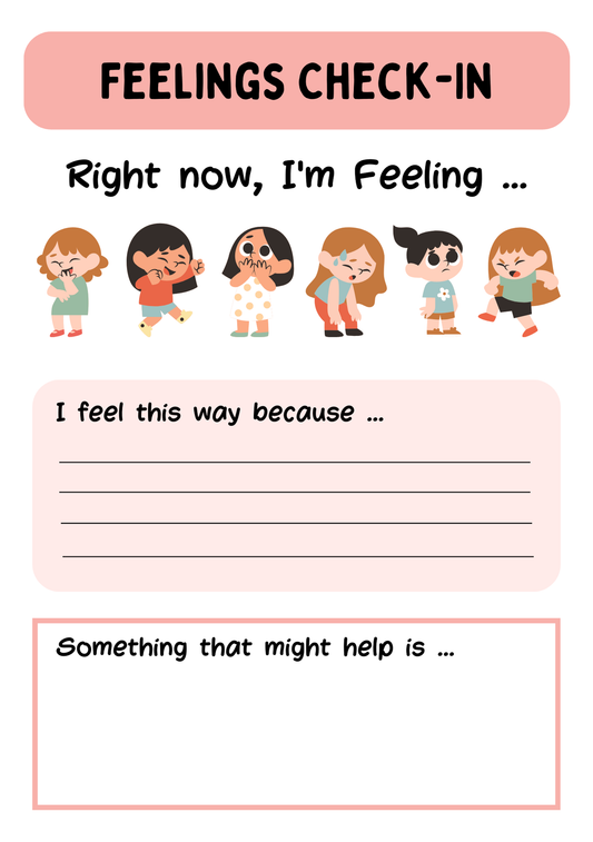 Children's Feeling Check In- Pink