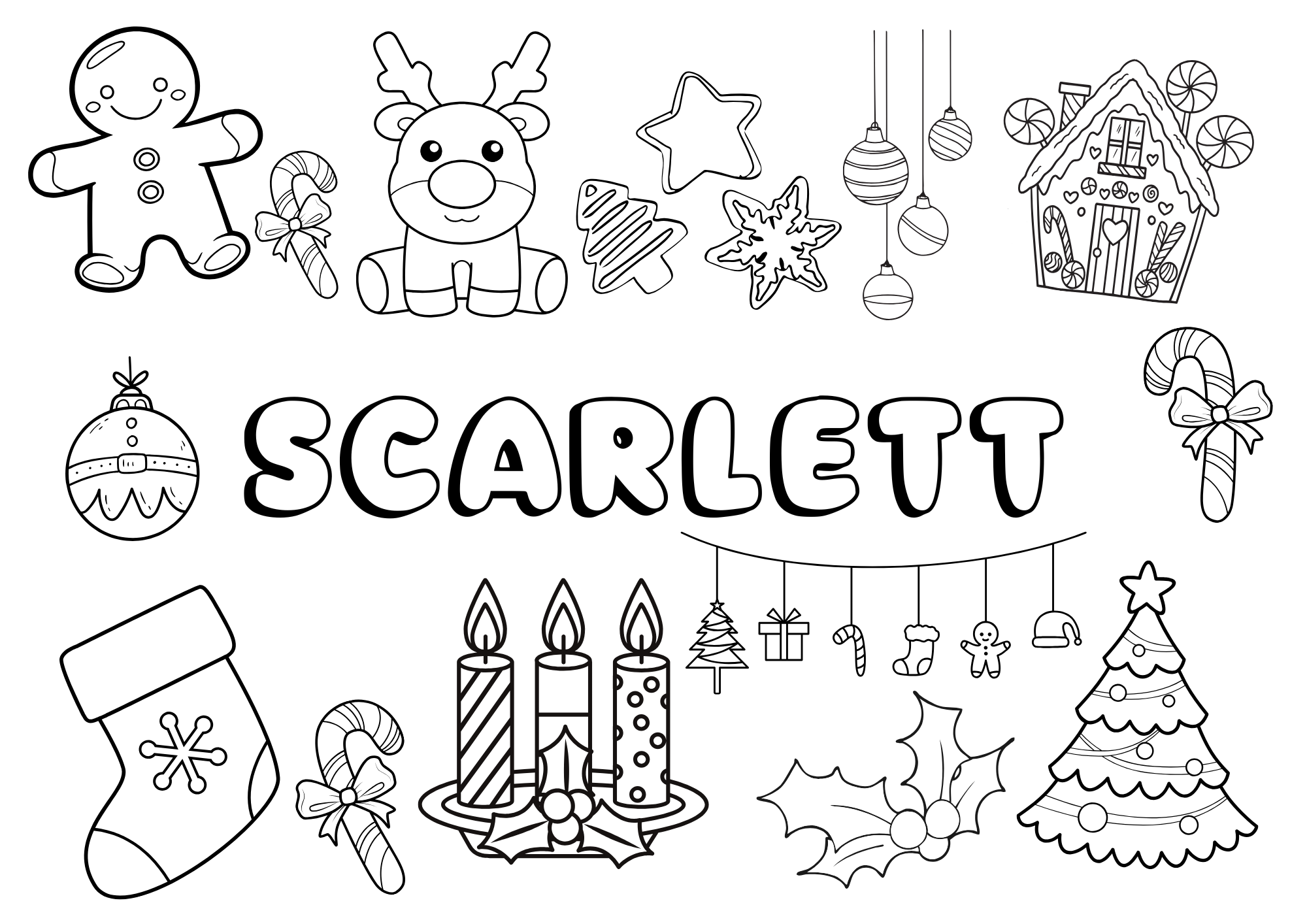 Christmas Personalised Name Colouring Print