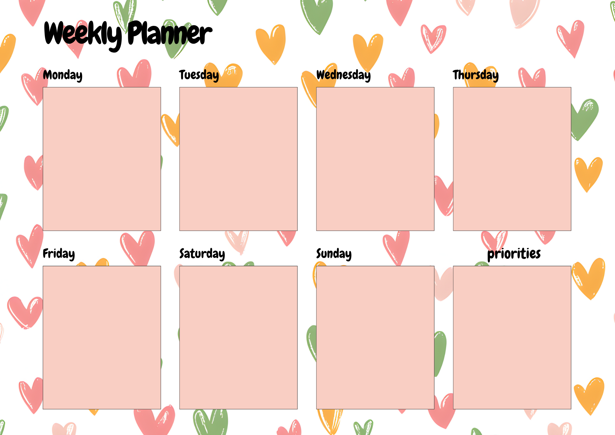 Weekly Planner- Love Heart Design