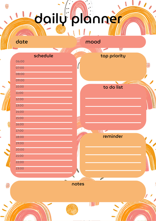 Daily Planner- Rainbow Design