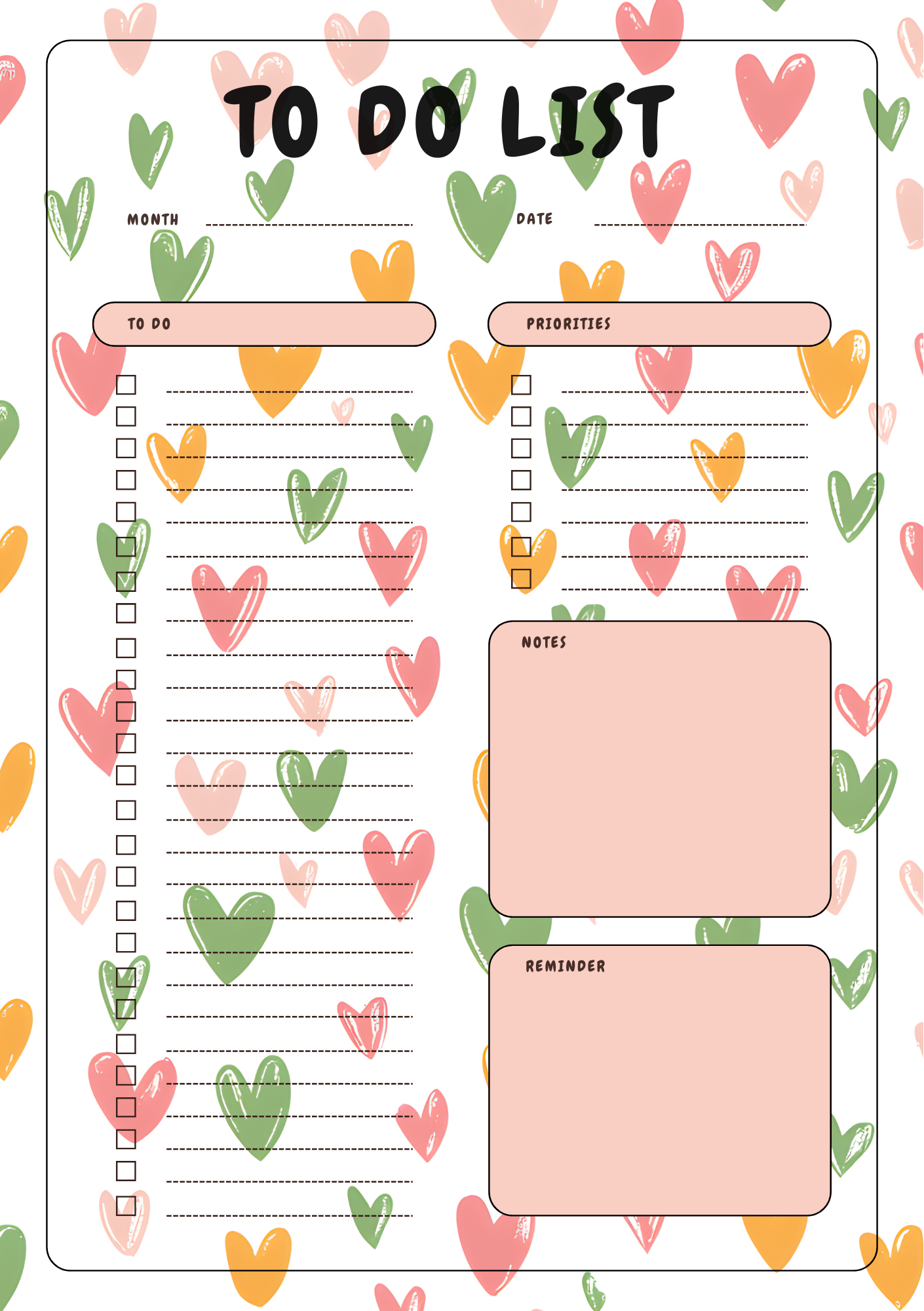 To Do List- Heart Design