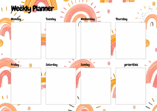 Weekly Planner- Rainbow Design
