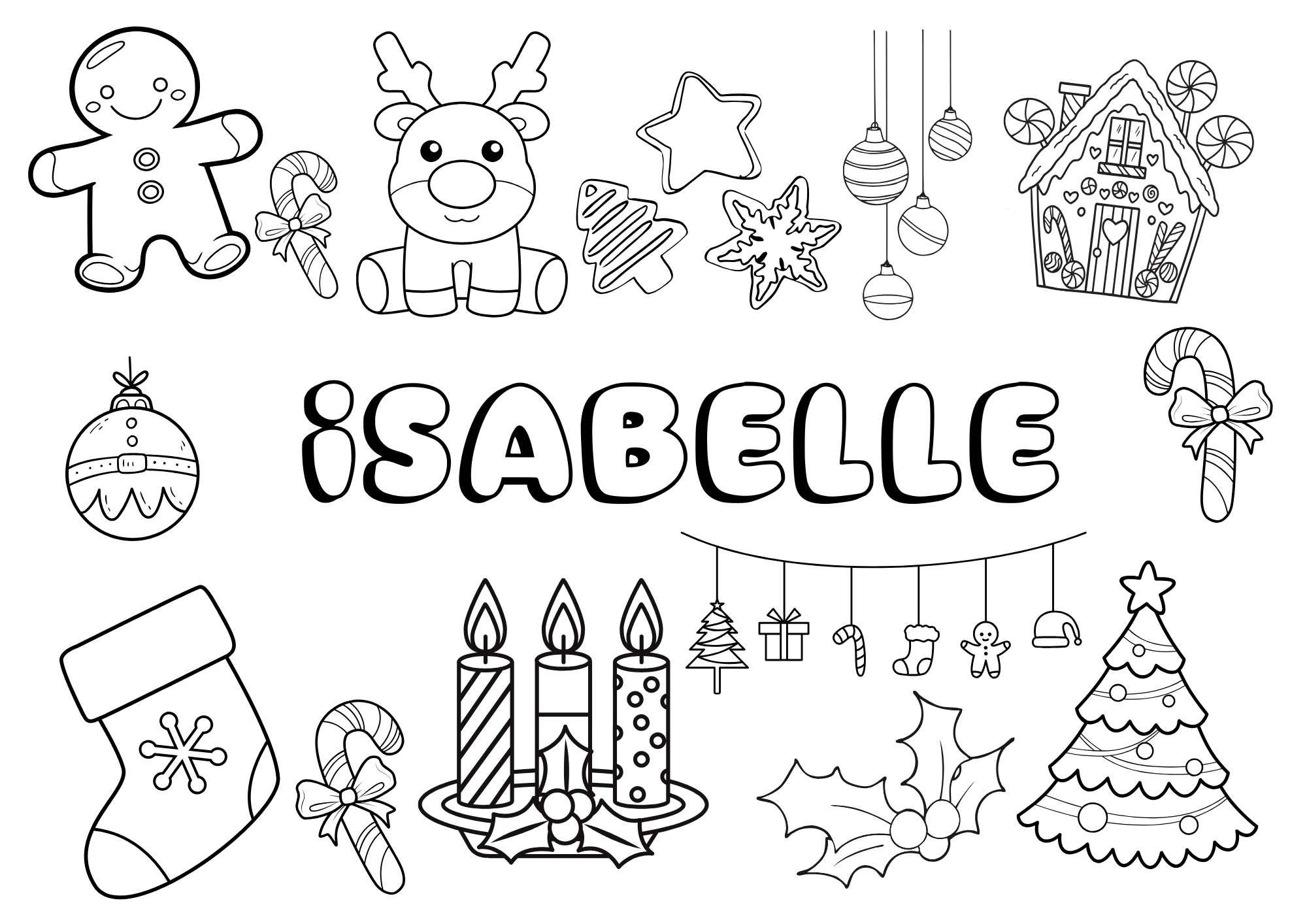 Christmas Personalised Name Colouring Print