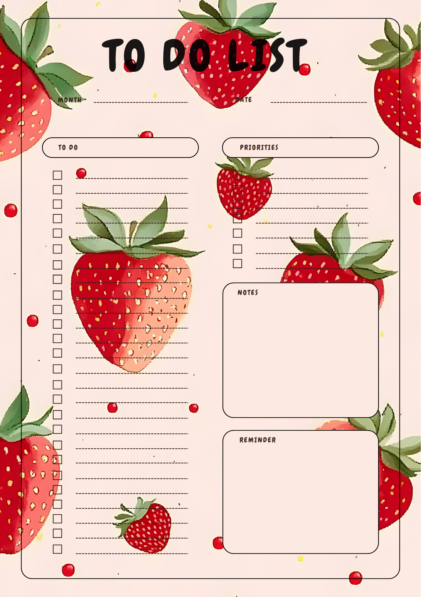 To Do List- Strawberry Design