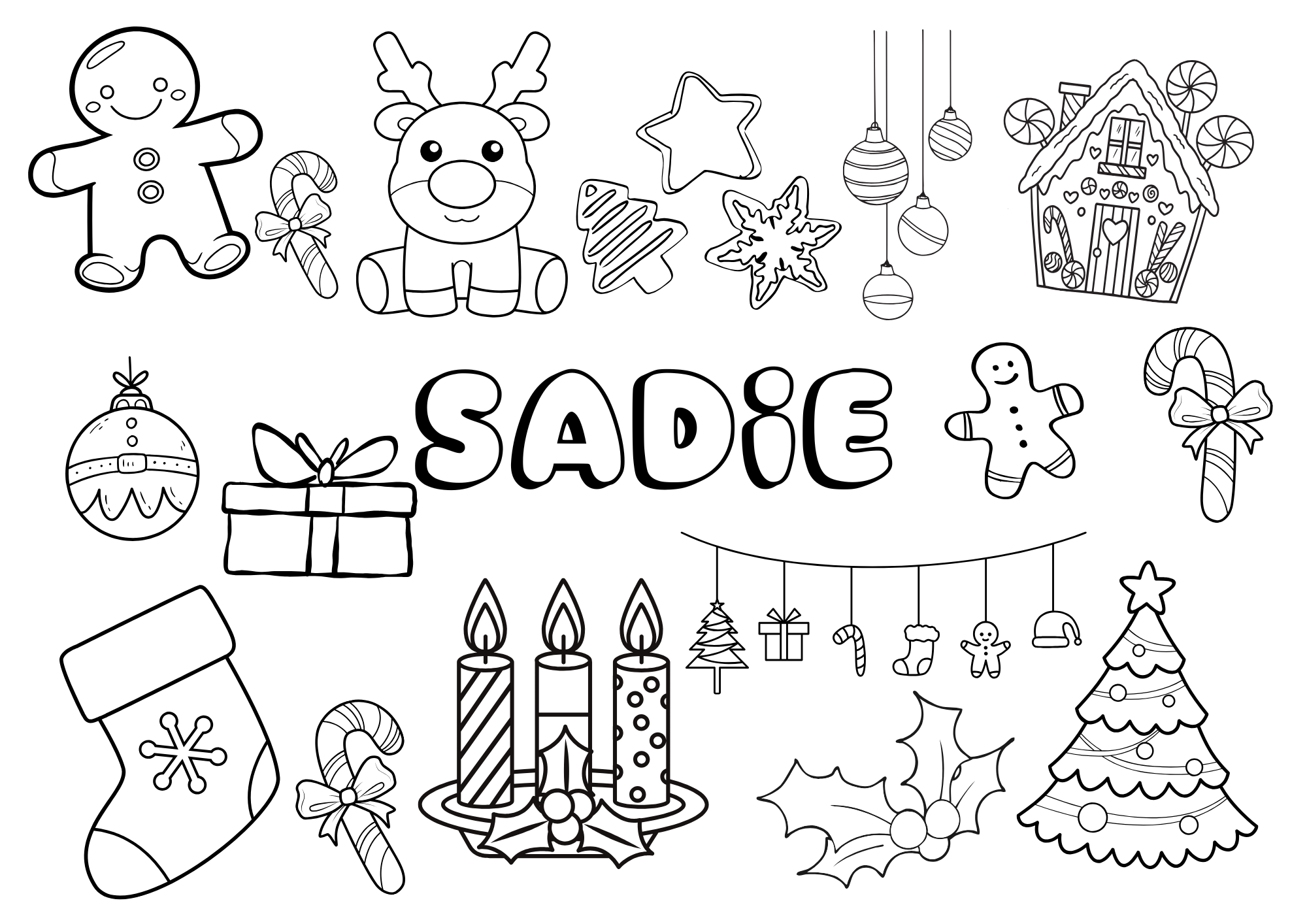 Christmas Personalised Name Colouring Print